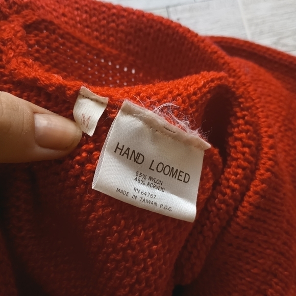 HAND Loomed Vintage Knit Midi Skirt Medium Red - Picture 3 of 5